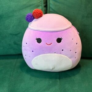 Squishmallow Aika Purple Boba Tea Plush with Pom‎ Poms 8 inch